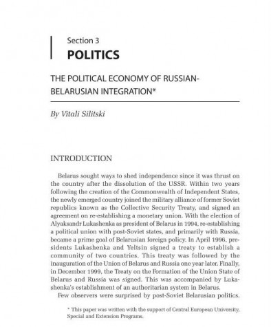 The Political Economy of Russian-Belarusian Integration
