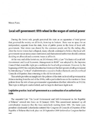 Local self-government: fifth wheel in the wagon of central power